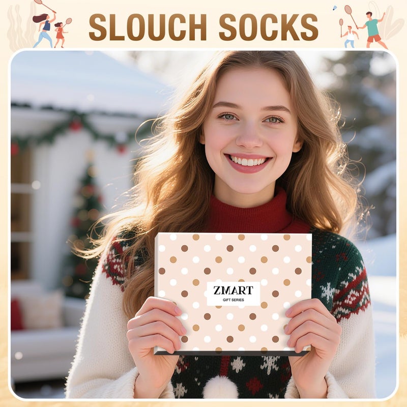 Zmart Women Slouch Socks - Cozy Scrunch Socks, 80s Style in White, Black, Orange & Cream - Image 5